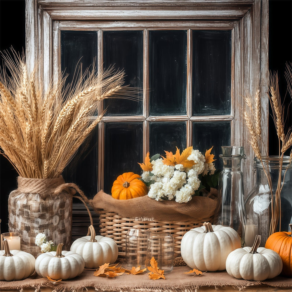Herbst Backdrop Vintage Fenster Herbst Ernte Fotohintergrund BRP57-201