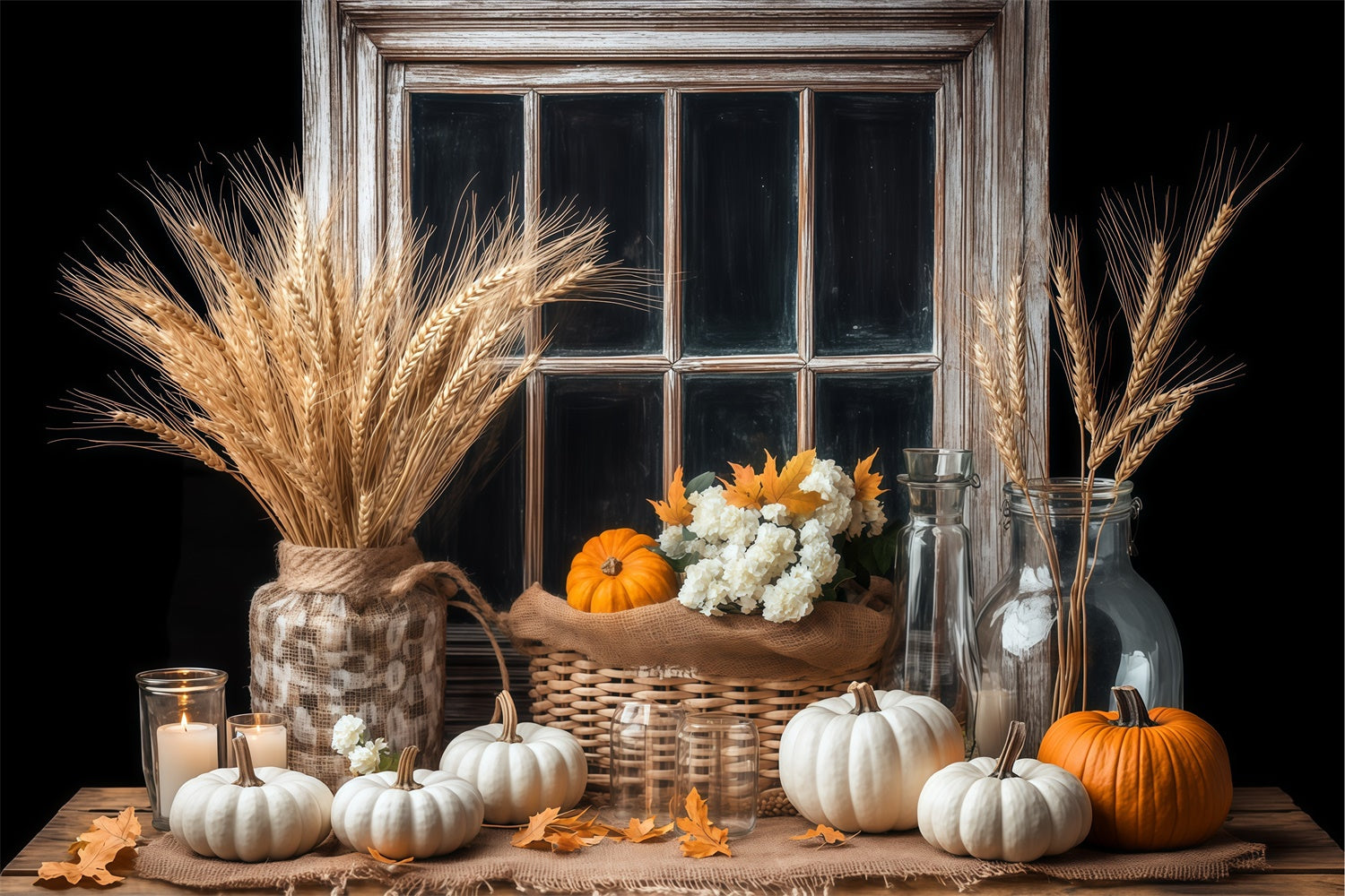 Herbst Backdrop Vintage Fenster Herbst Ernte Fotohintergrund BRP57-201