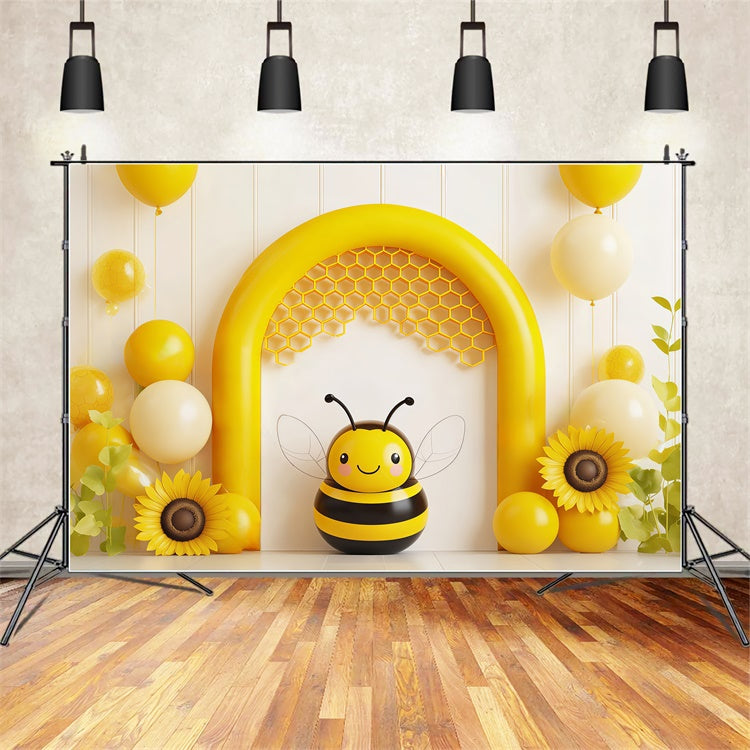 Kinder-Fotohintergrund Niedliche gelbe Biene Party Niedlicher Hintergrund BRP57-238