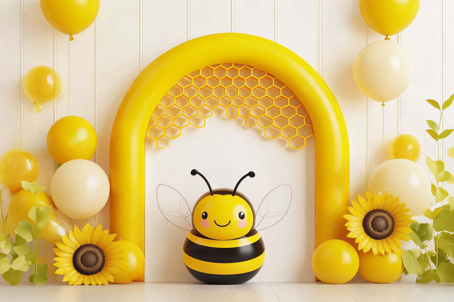 Kinder-Fotohintergrund Niedliche gelbe Biene Party Niedlicher Hintergrund BRP57-238