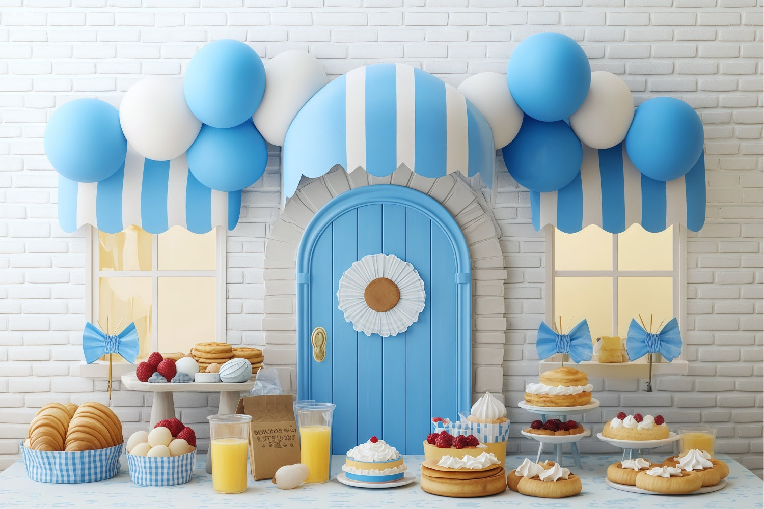 Childrens Backdrops Süße Leckereien Blau Shop Hintergrund BRP57-241