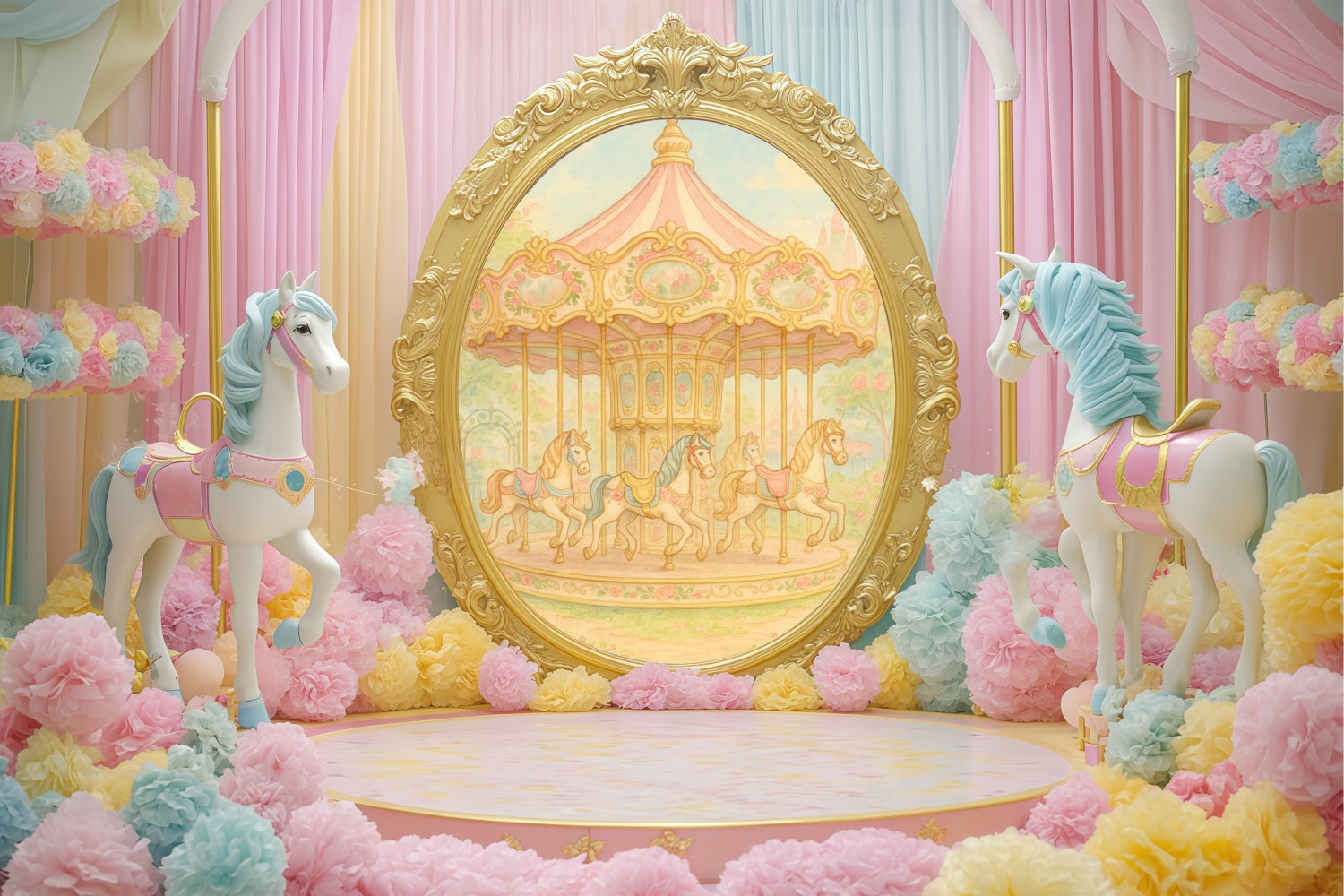 Kinder Backdrops Karussell Pferd Fantasy Backdrop BRP57-245