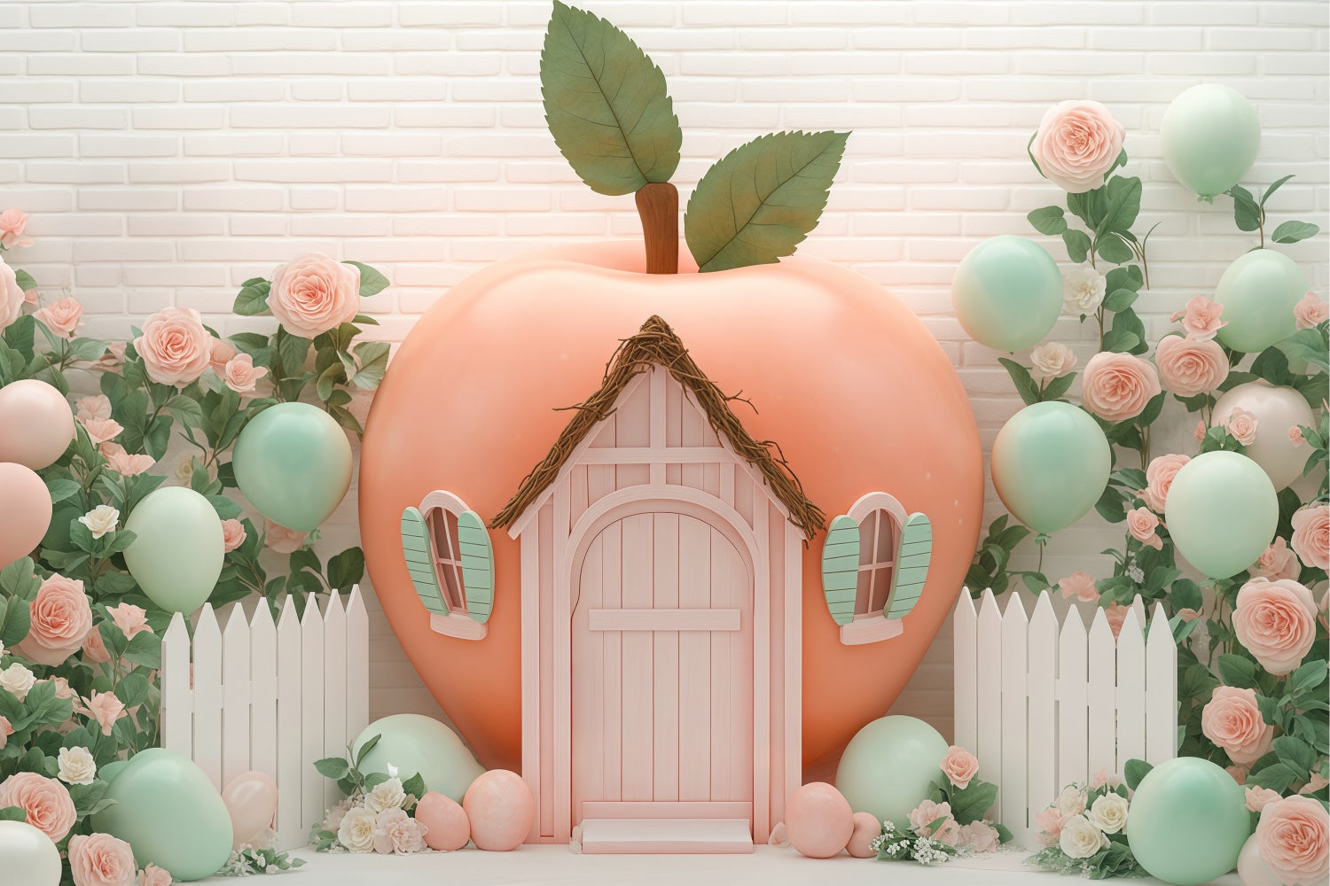 Neugeborene Backdrop Pastell Obst Haus Ballon Backdrop BRP57-247