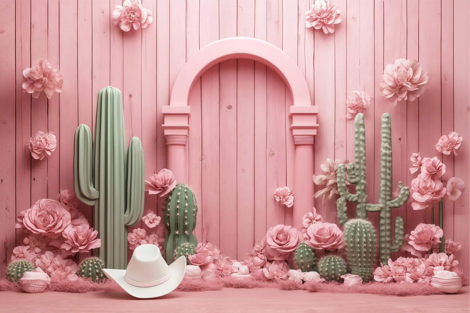 Neugeborenen-Fotoshooting-Hintergrund Rosa Kaktusbogen-Hintergrund BRP57-250