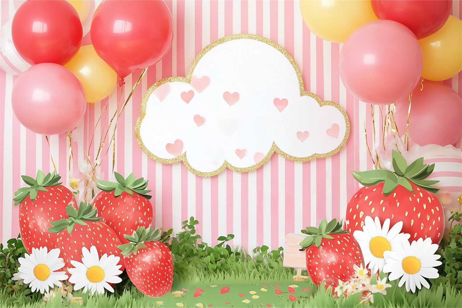 Neugeborene Backdrop Süße Erdbeere Ballon Backdrop BRP57-254