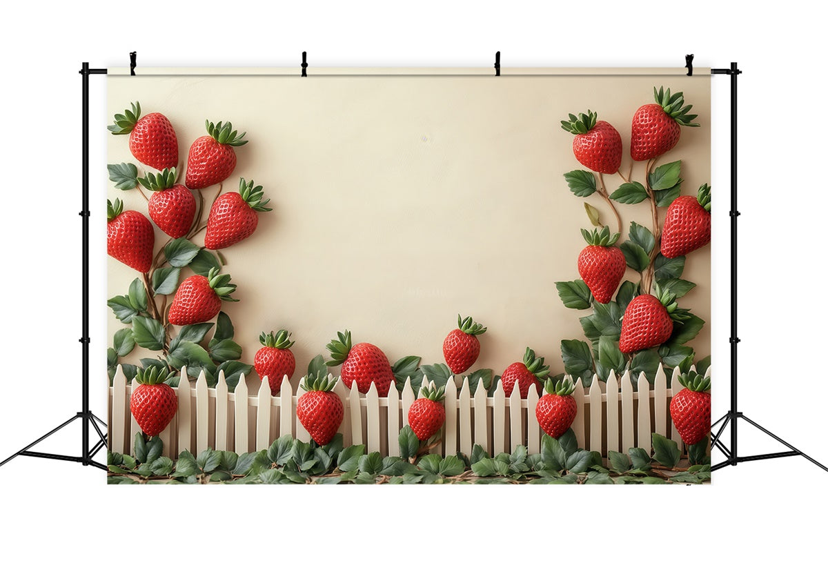 Kinder-Fotohintergrund Erdbeerfeld Zaun Hintergrund BRP57-260