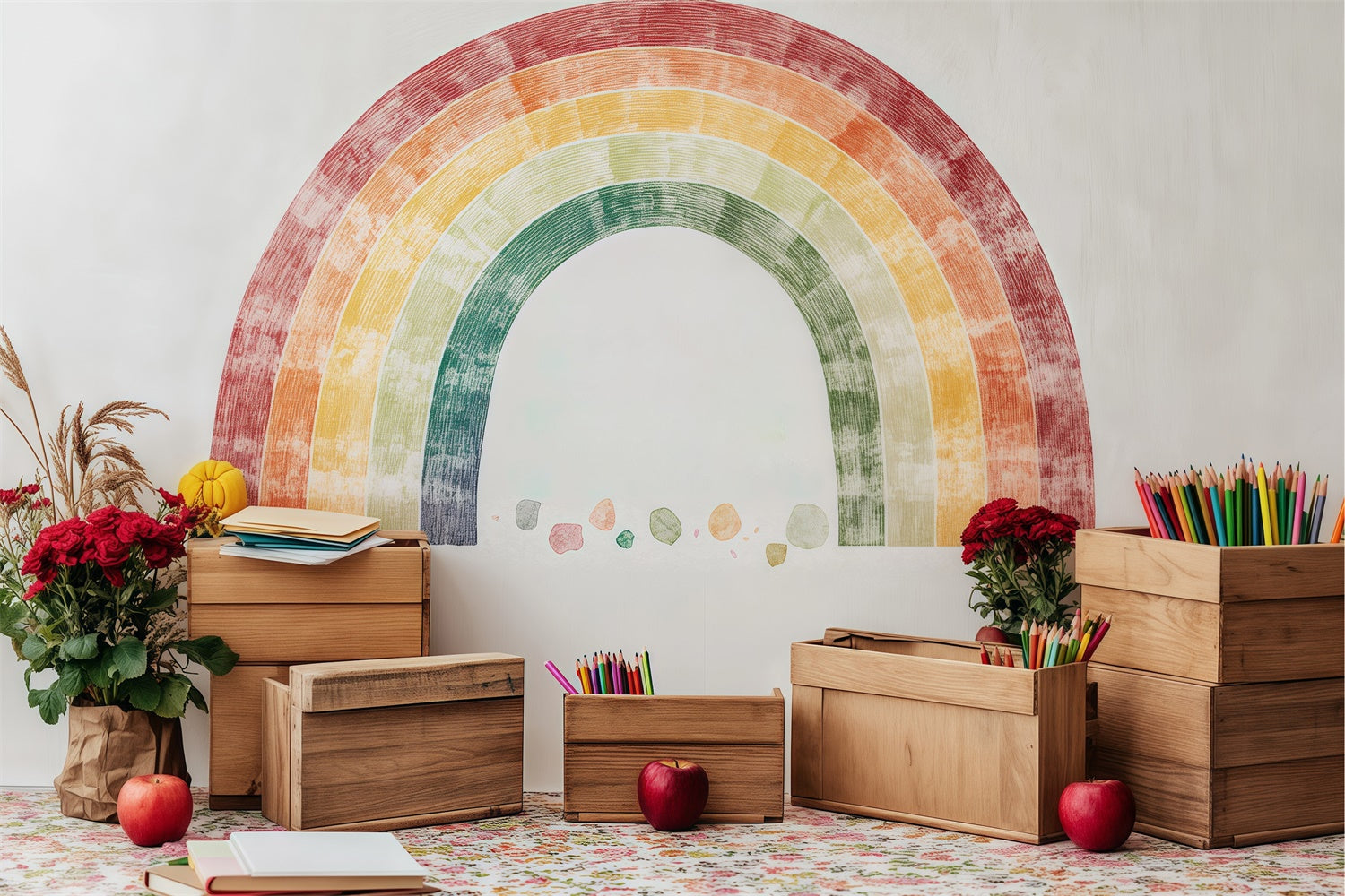 Back To School Backdrop Kreative Ecke Regenbogen Backdrop BRP57-28