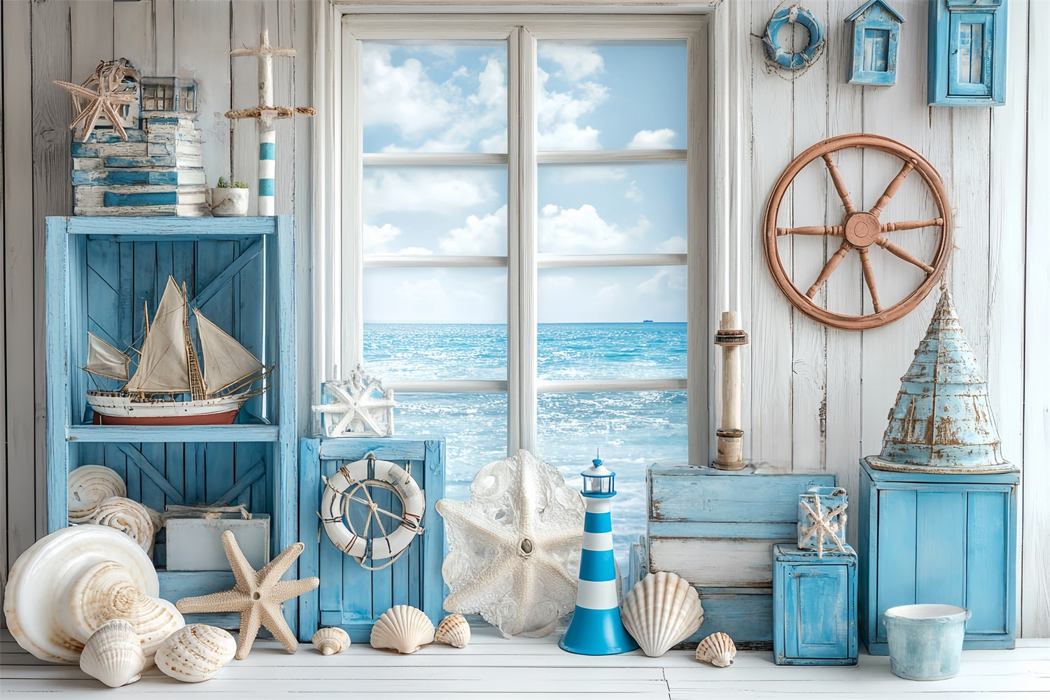 Childrens Backdrops Ozean Fenster Delight Backdrop BRP57-284