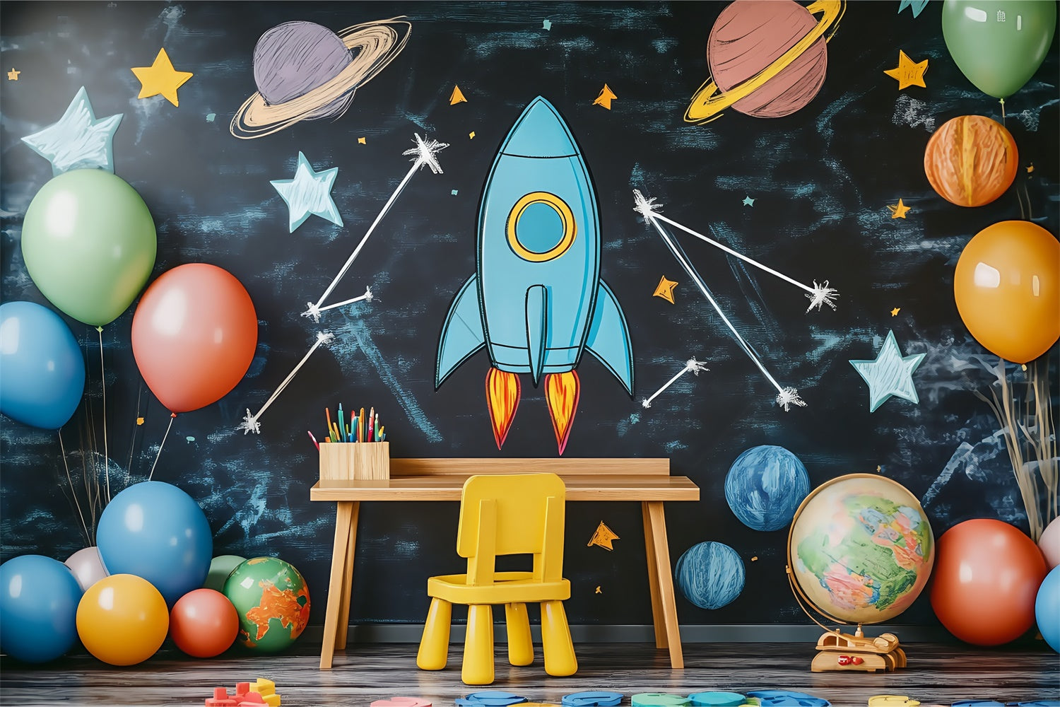 Klassenzimmer Backdrops Rakete Klassenzimmer Abenteuer Backdrop BRP57-34