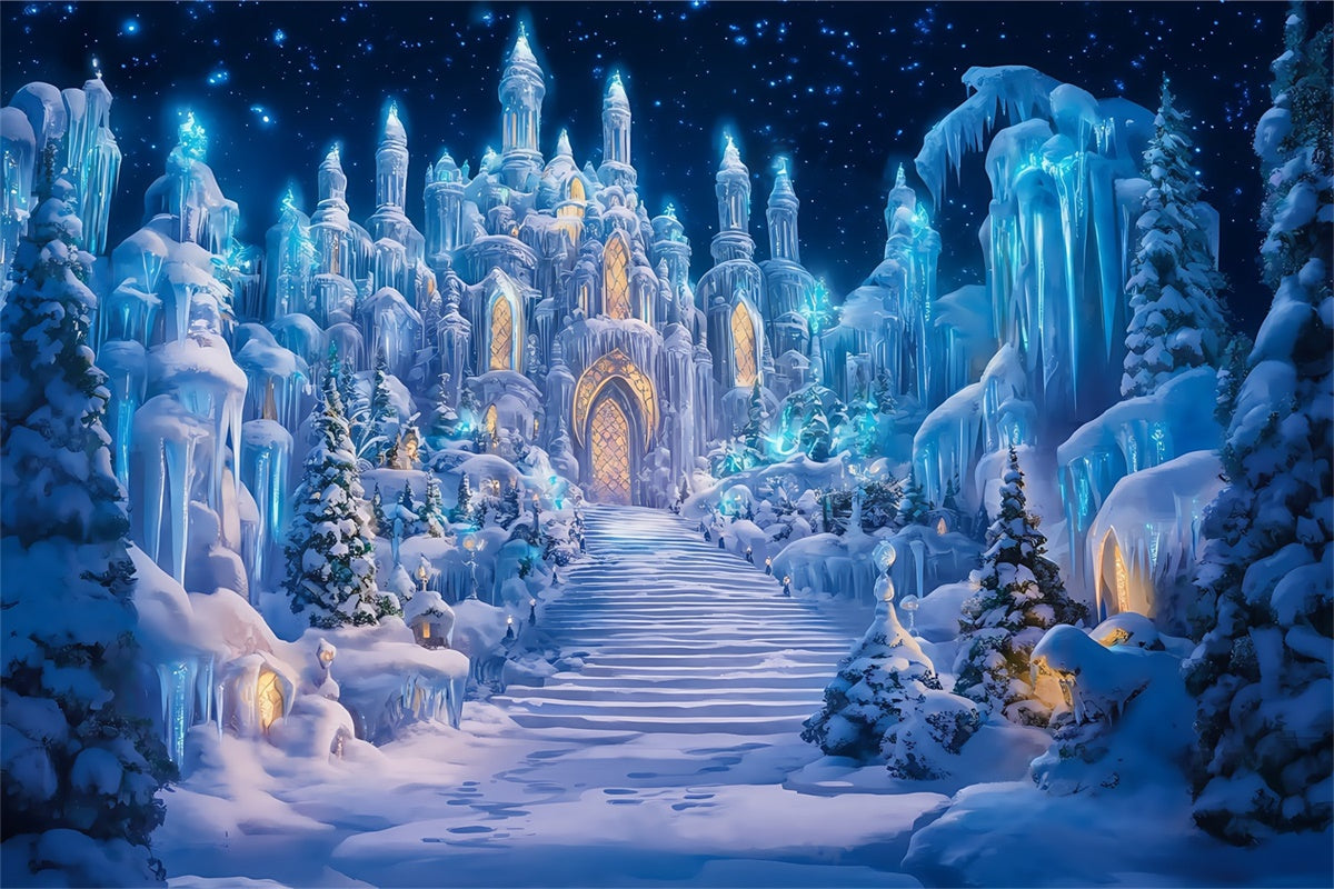 Castle Backdrops Kristallschloss Pfad Winter Foto Hintergrund BRP57-356