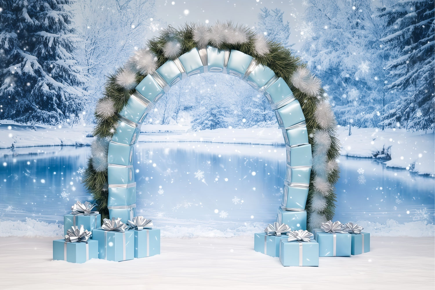 Winter Wonderland Backdrop Frosty Gift Arch Foto Hintergrund BRP57-359