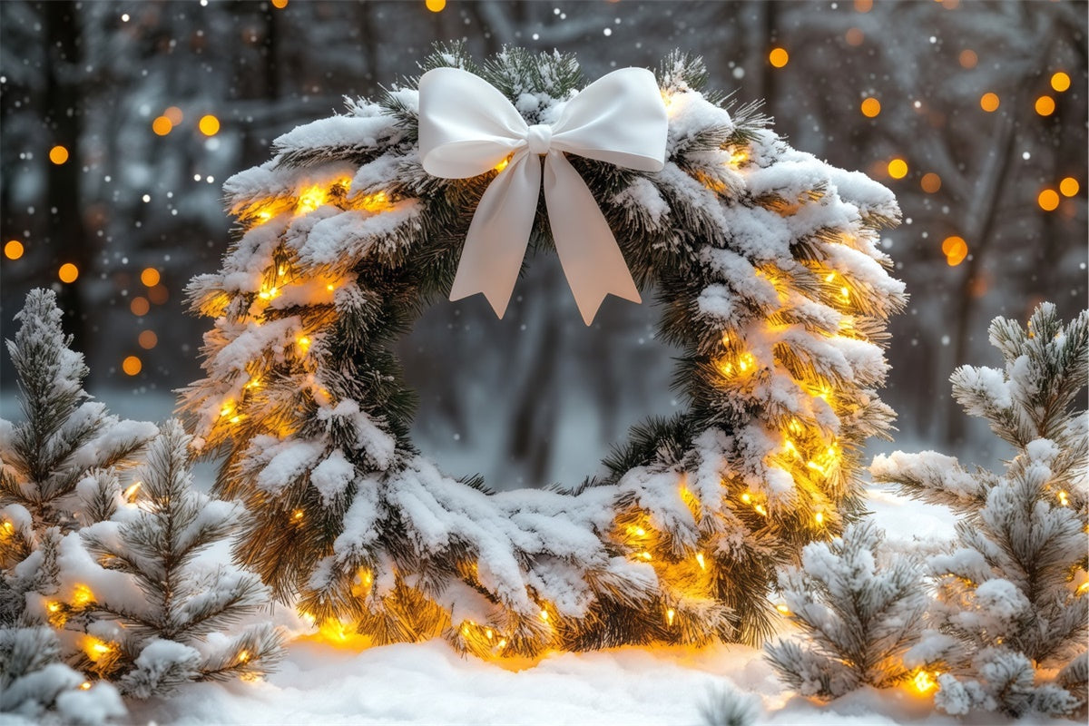 Winter Backdrops Verschneite Kiefern Girlande Nacht Foto Hintergrund BRP57-362