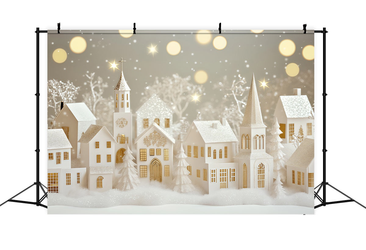 Winterszenen-Hintergrund Glitzerndes Papier-Dorf Foto Hintergrund BRP57-367