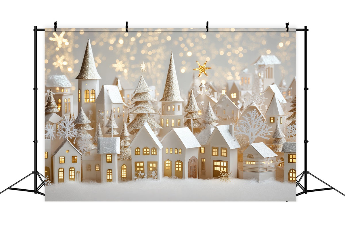 Winter-Fotokulisse Holiday Cottage Lights Foto Hintergrund BRP57-368