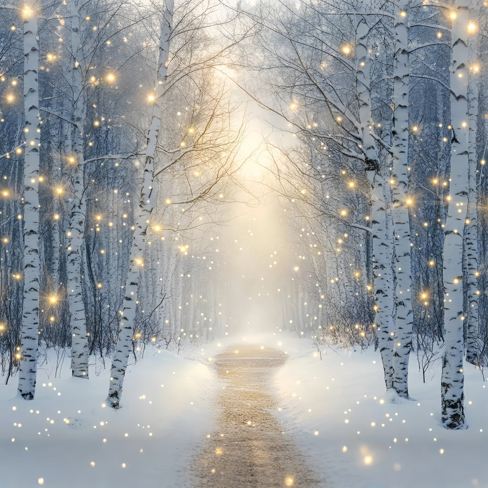 Winterwald-Hintergrundkulisse Glitzernder Waldweg Foto Hintergrund BRP57-369