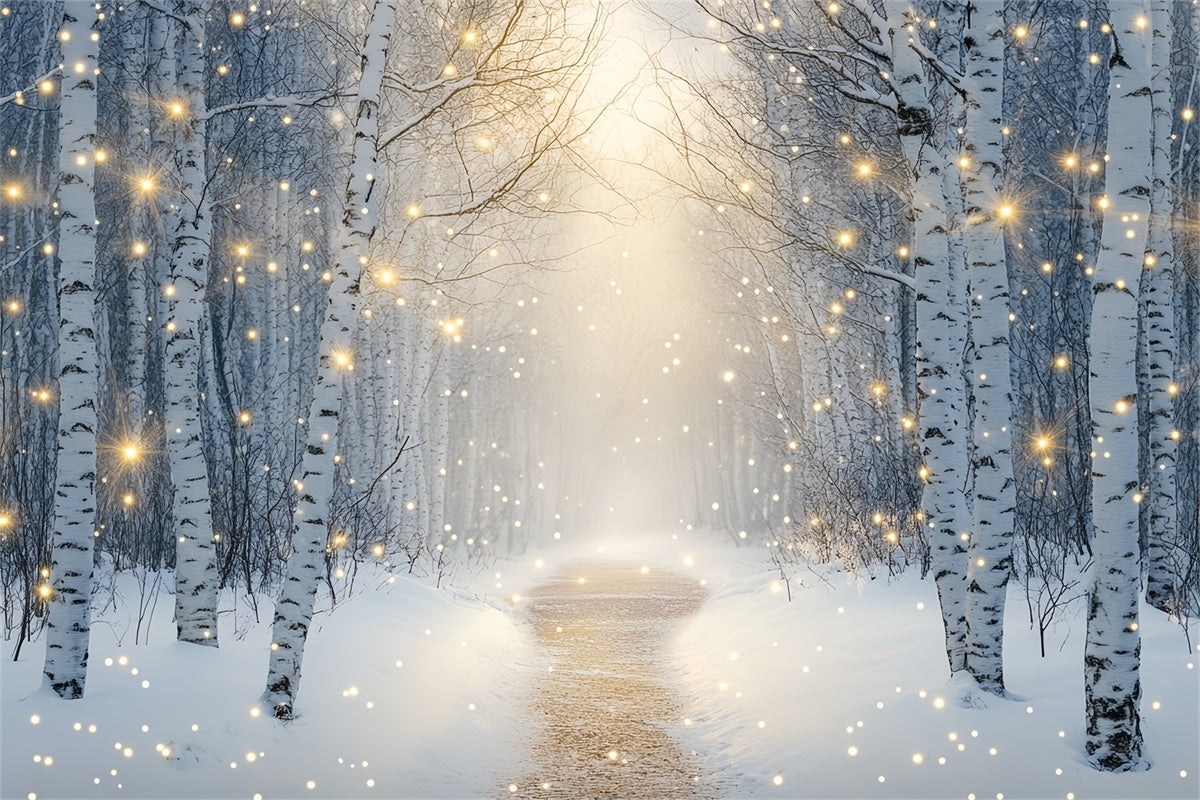 Winterwald-Hintergrundkulisse Glitzernder Waldweg Foto Hintergrund BRP57-369