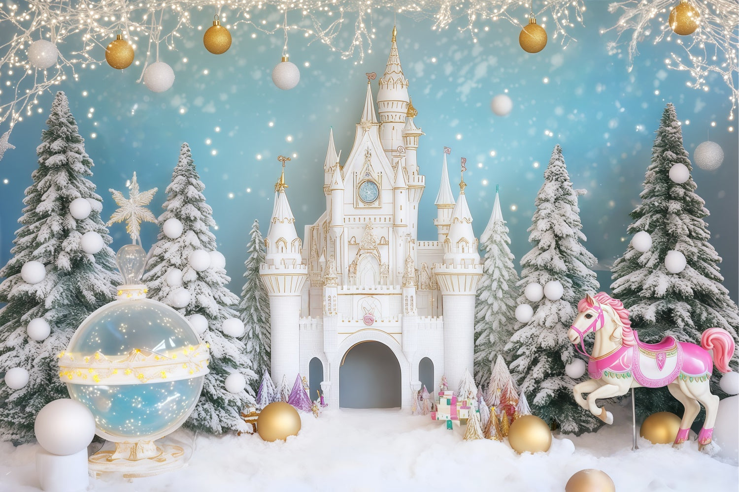 Winter Backdrop Glitter Globe Winter Magic Foto Hintergrund BRP57-372