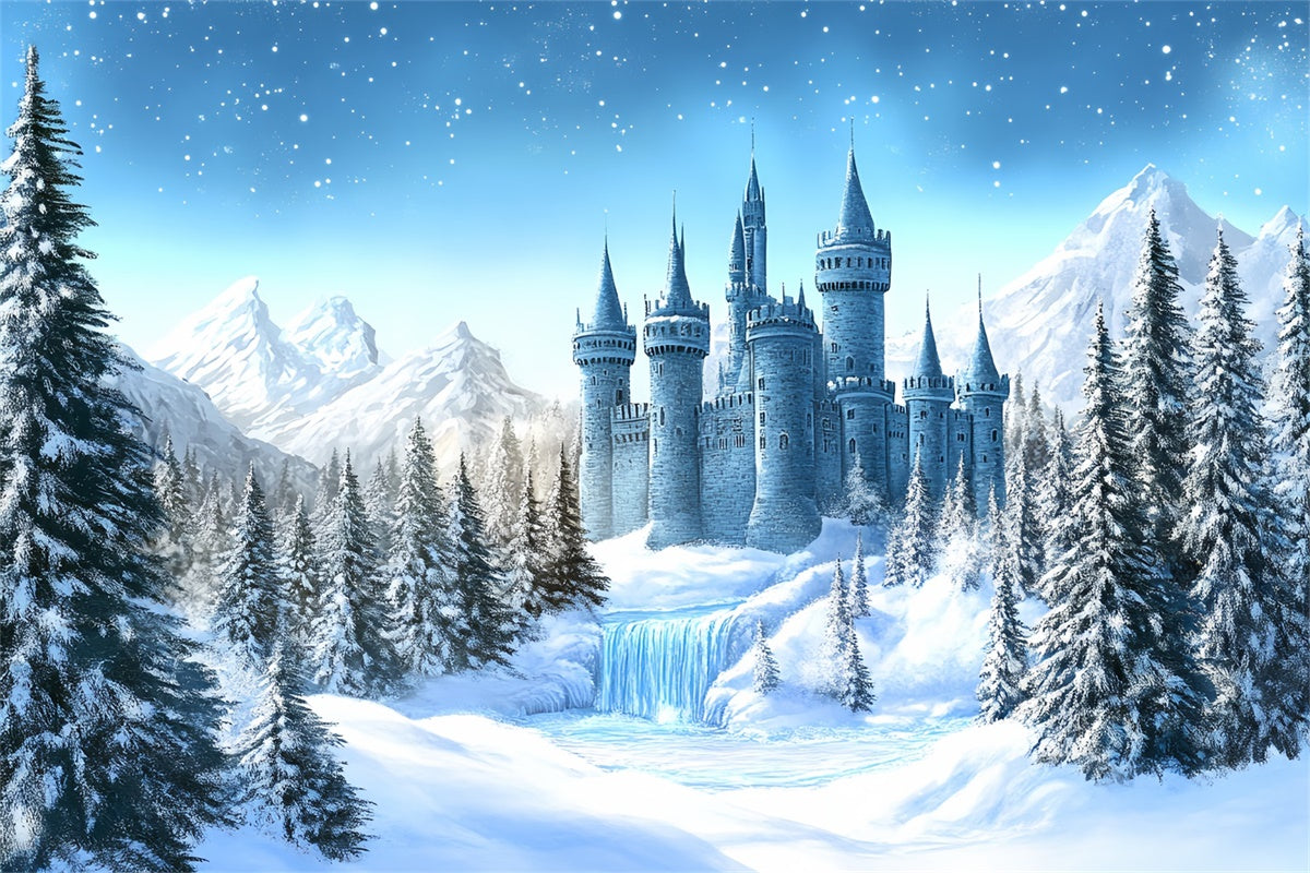 Winter Wonderland Backdrop Frosted Fairytale Castle Foto Hintergrund BRP57-379