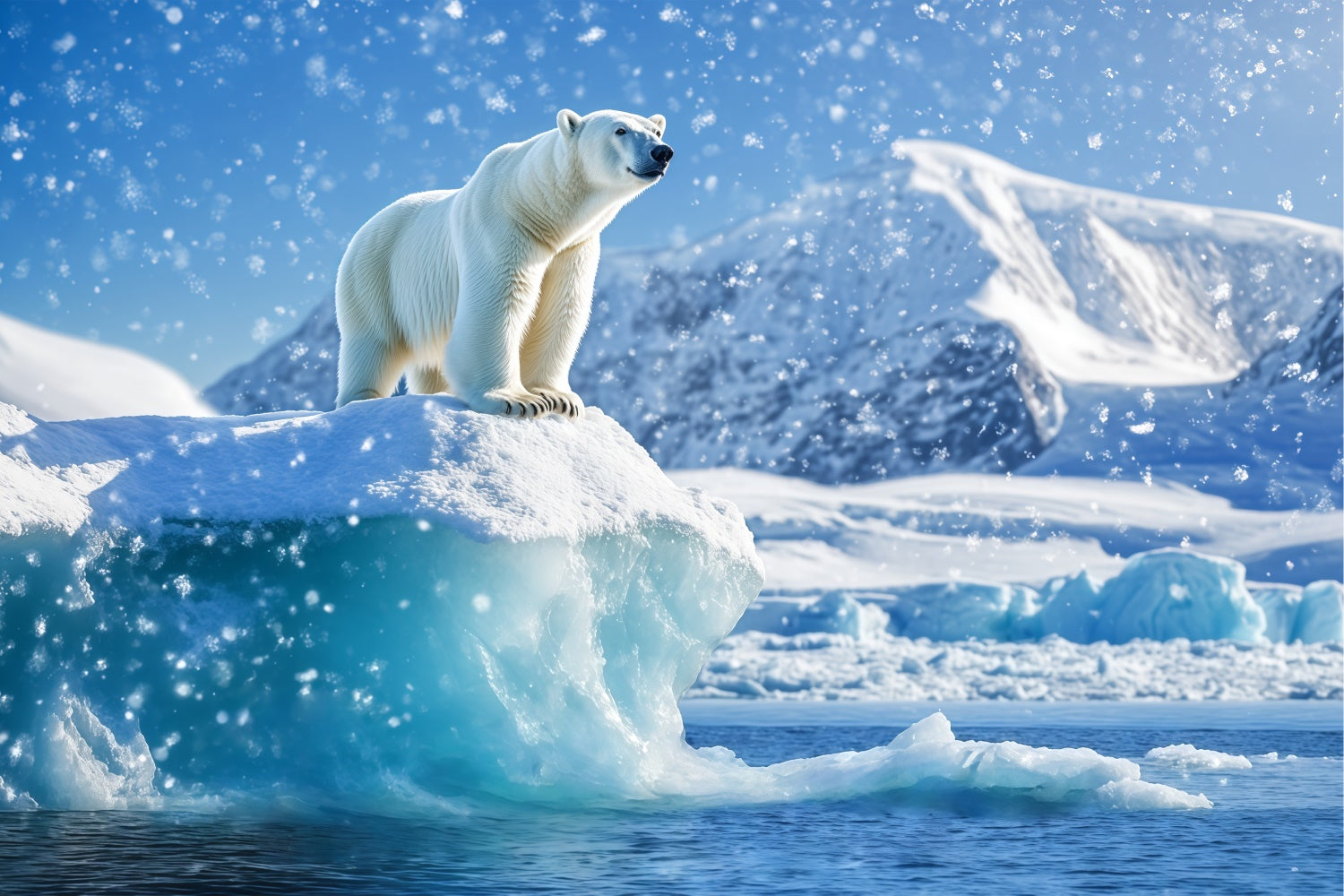 Schnee Backdrop Eisbär Majestät Eisberg Foto Hintergrund BRP57-384