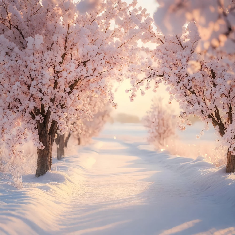 Winter Backdrops Blushing Winter Bloom Path Foto Hintergrund BRP57-390