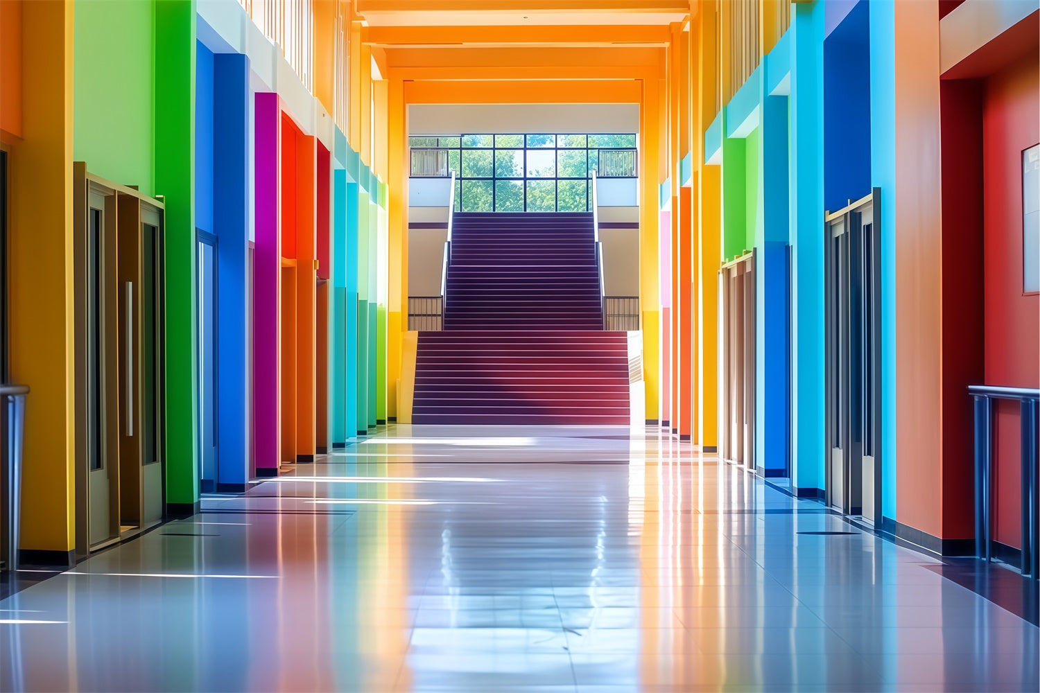 Schulkulisse Regenbogen Flur Willkommenskulisse BRP57-45