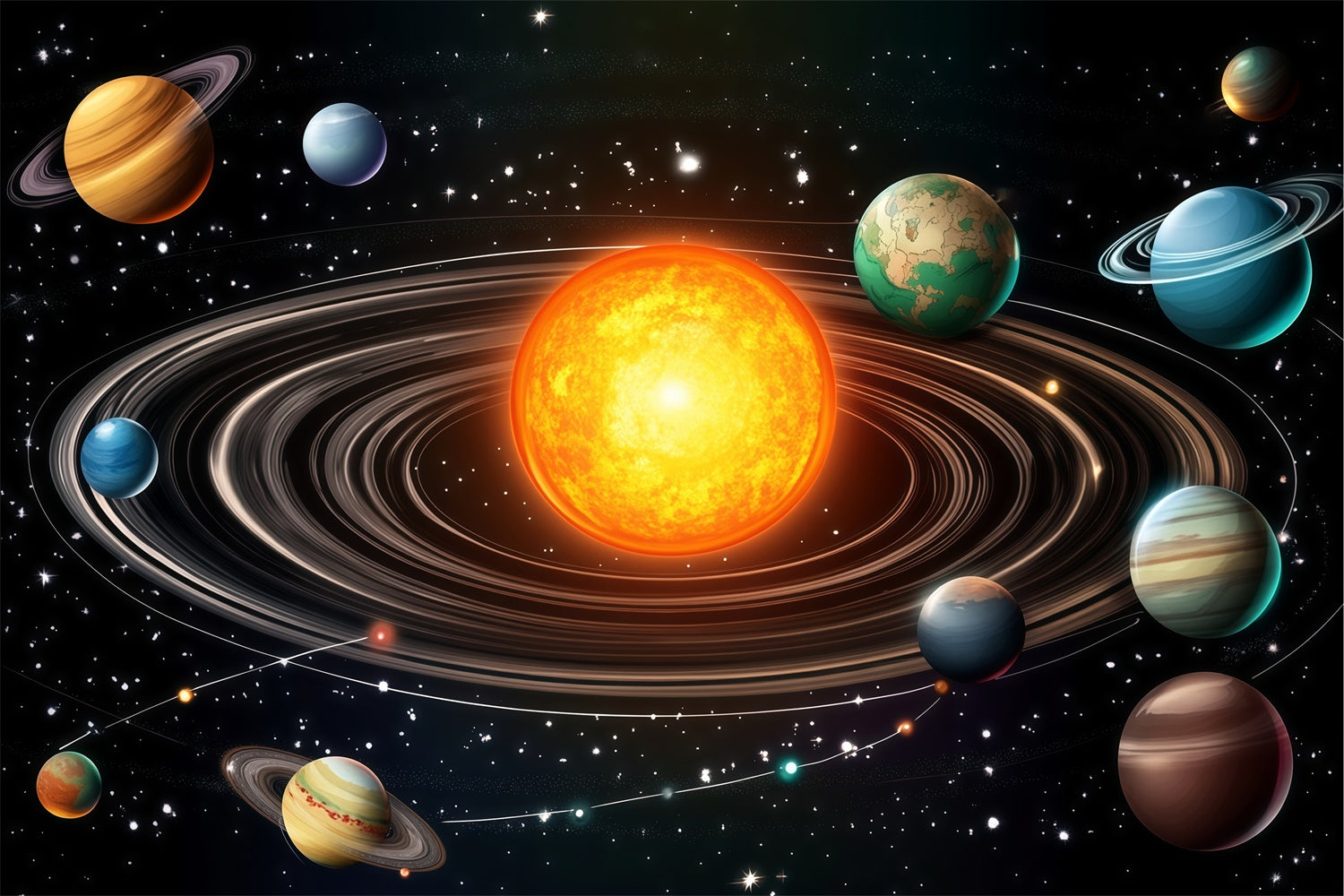 Back To School Backdrops Sonne Planeten Entdeckung Backdrop BRP57-49
