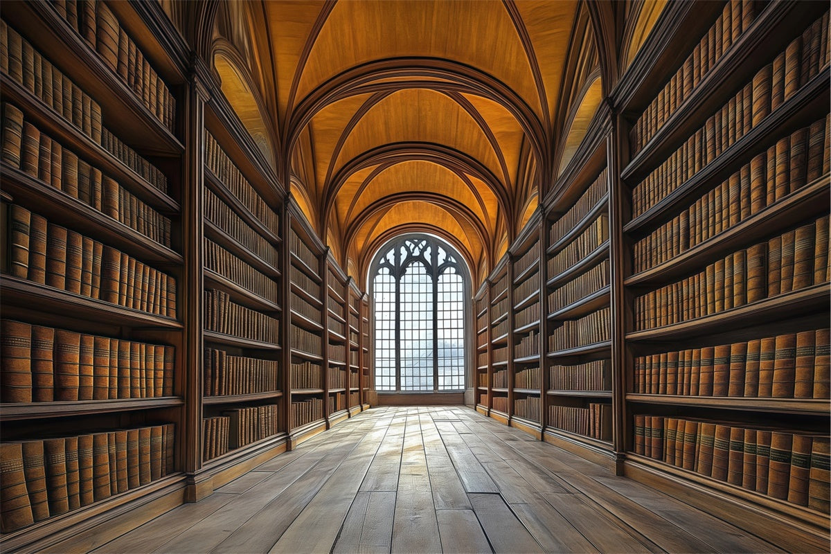 Back To School Fotohintergrund Gothic Library Hall Backdrop BRP57-53