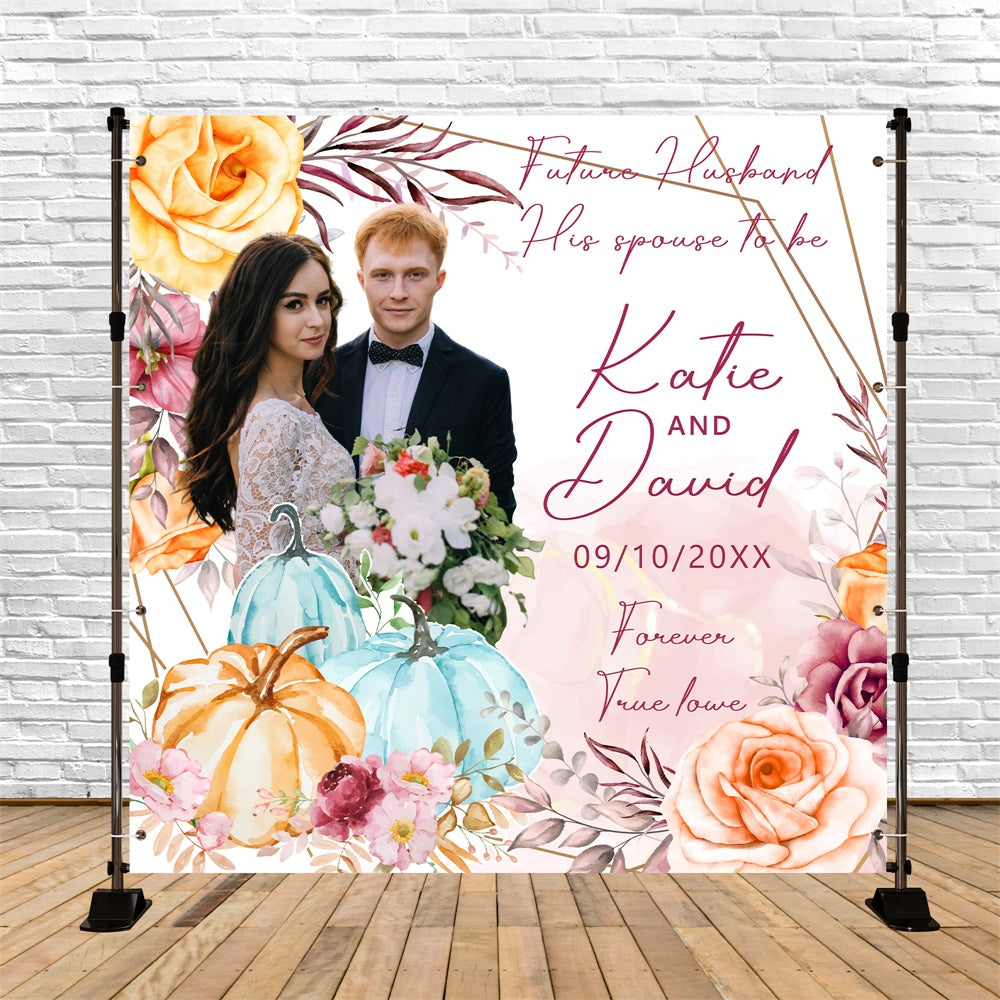Herbst-Hochzeitskulisse Blüten Kürbisse Romantik Customized Backdrop BRP6-106