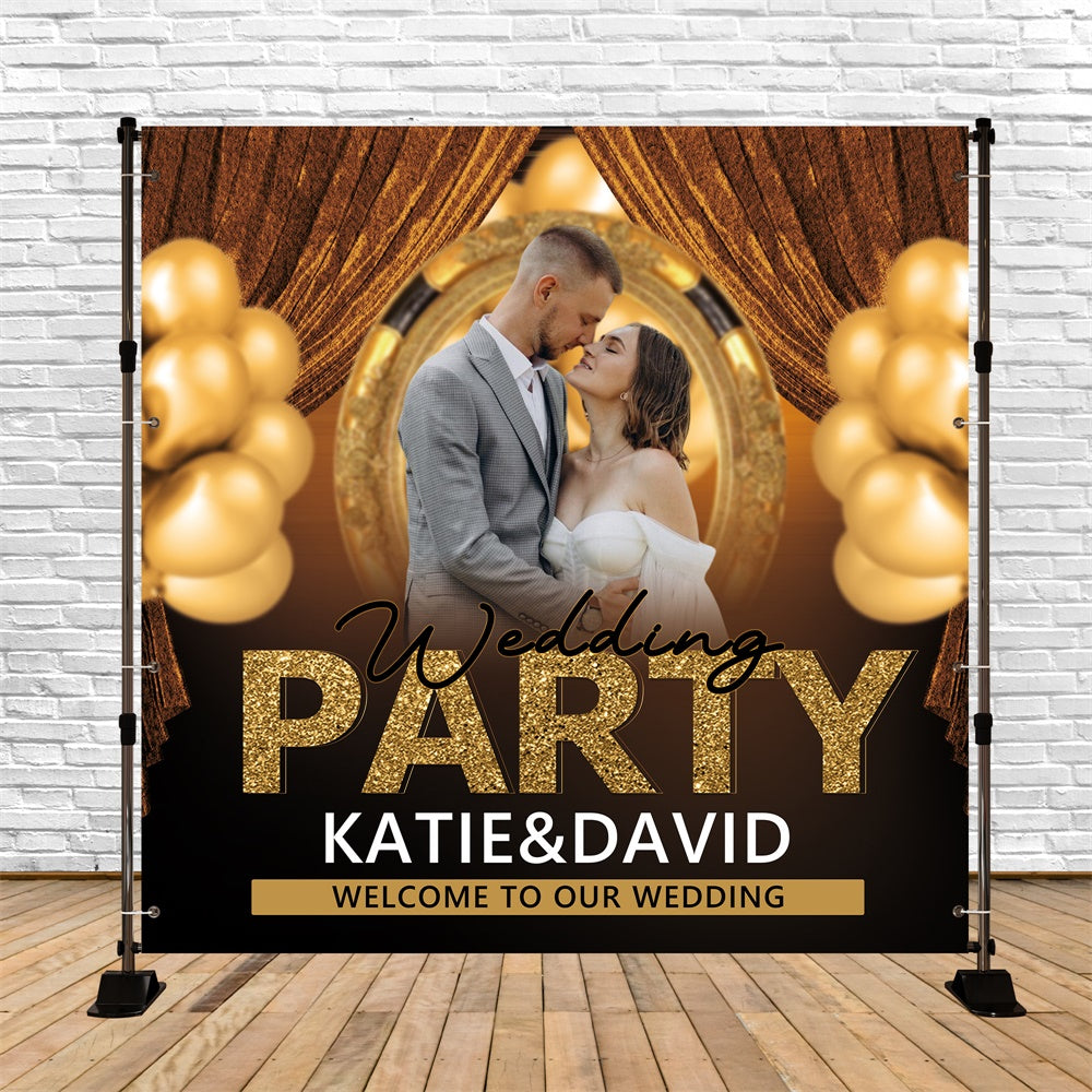 Personalisierter Hintergrund für Hochzeiten Gold Glam Ballon Hintergrund BRP6-117