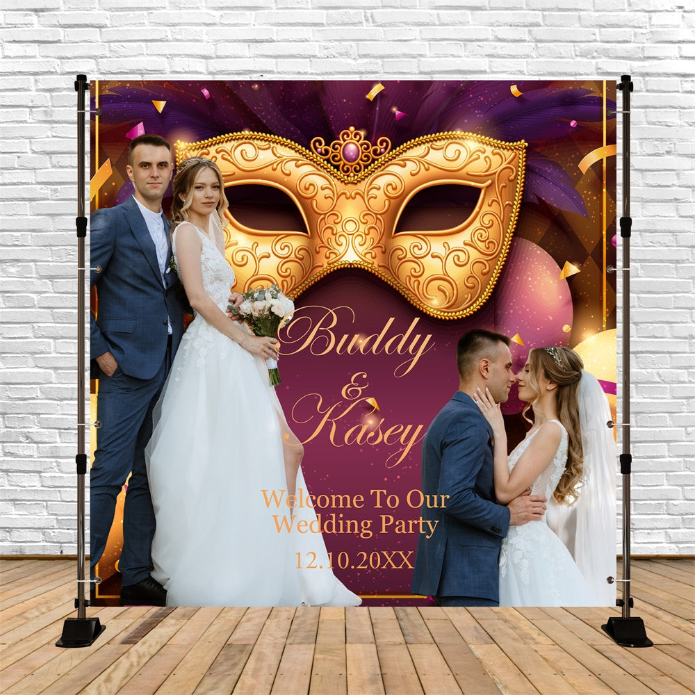 Fotohintergrund Hochzeit Maskerade Glam Maske Individuelles Backdrop BRP6-123
