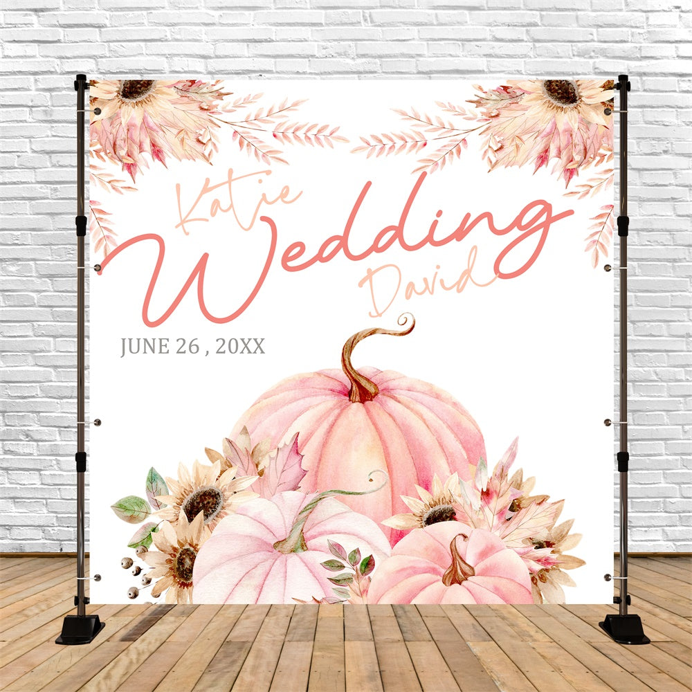 Backdrop für Hochzeit Rustikaler Kürbis Floral Personalisierter Backdrop BRP6-138