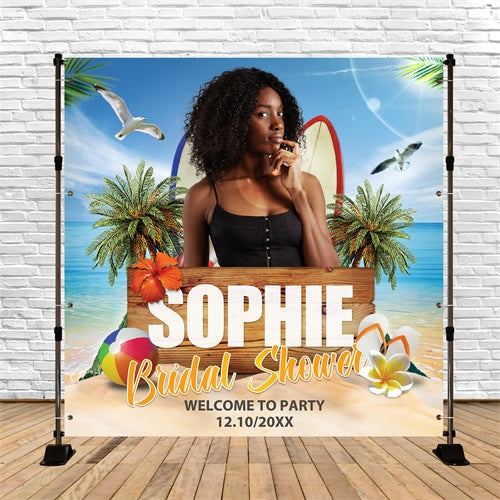 Strand-Hochzeitskulisse Tropischer Hibiskus Bash Individueller Hintergrund BRP6-139