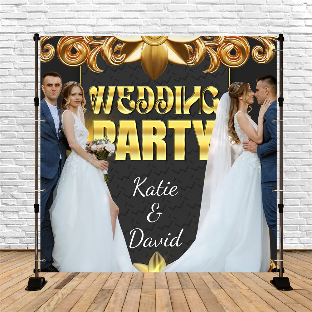 Hochzeitskulisse Goldene Eleganz Nacht Personalisierte Kulisse BRP6-141