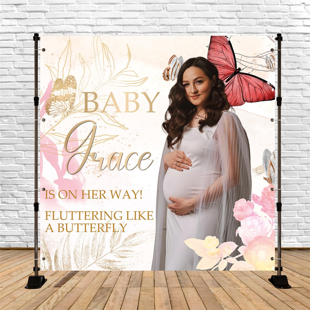 Backdrop für Baby Shower Schmetterling Flüstern Individuelles Backdrop BRP6-229