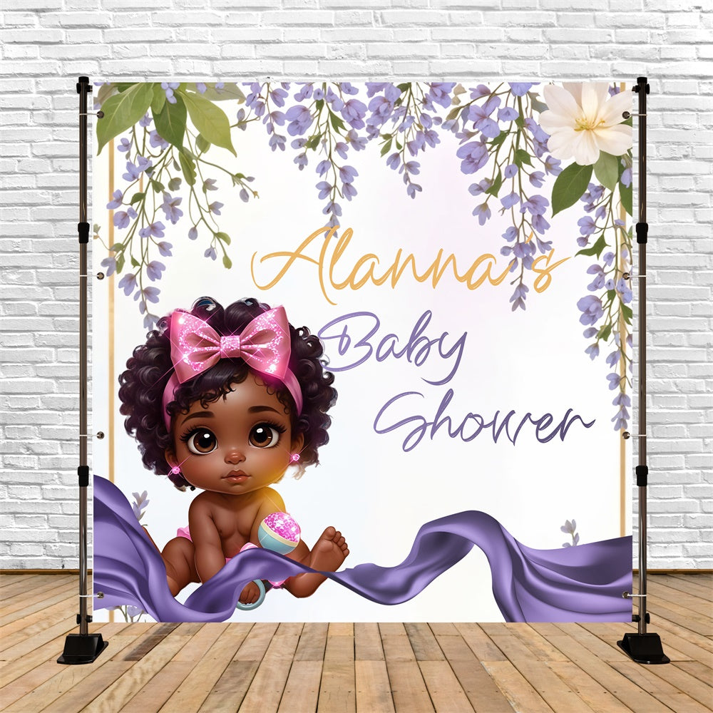 Backdrops für Baby Shower Lavendelblüte Personalisierter Hintergrund BRP6-231