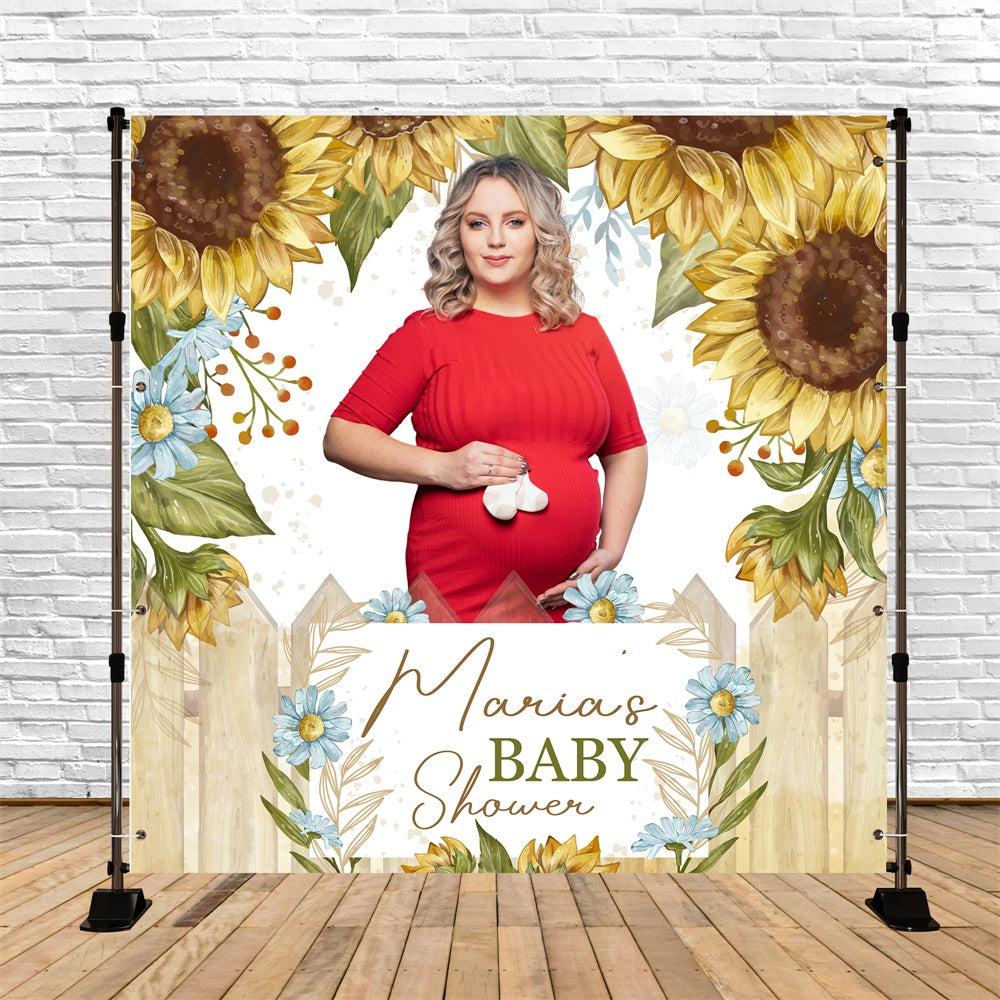 Baby Shower Hintergrund Ideen Rustikale Sonnenblume Individuelles Hintergrundbild BRP6-233