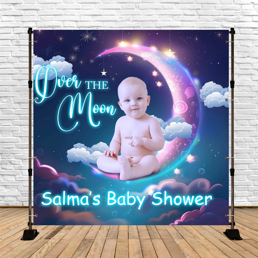 Baby Shower Backdrop Verträumte Nacht Mondlicht Individuelles Backdrop BRP6-24