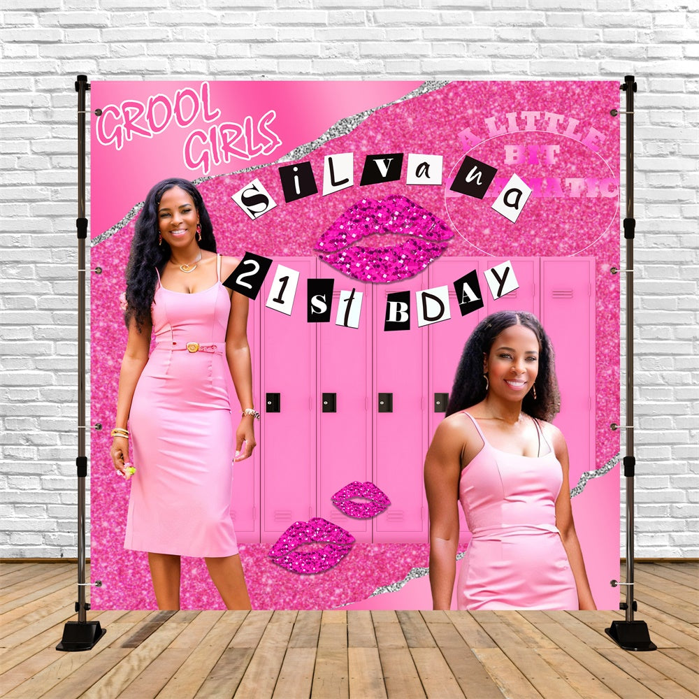 21. Geburtstag Backdrop Pink Glitter Chic Individuelles Backdrop BRP6-51