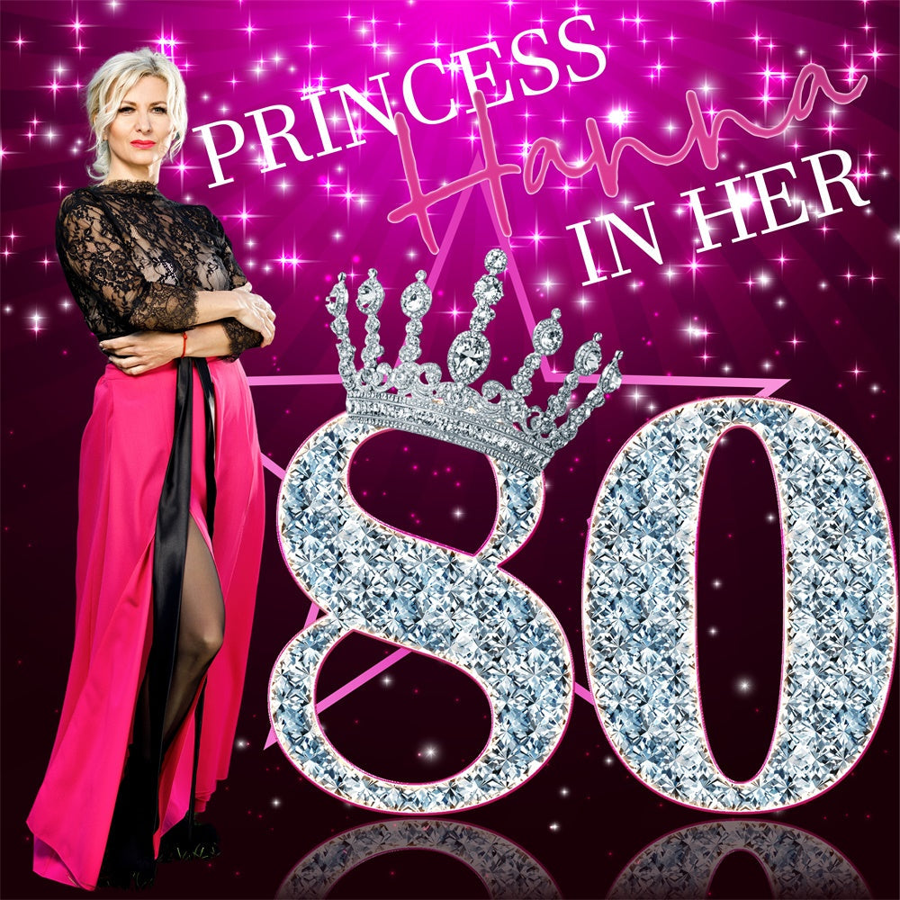 80. Geburtstag Backdrop Diamond Reign Sparkle Custom Backdrop BRP6-52