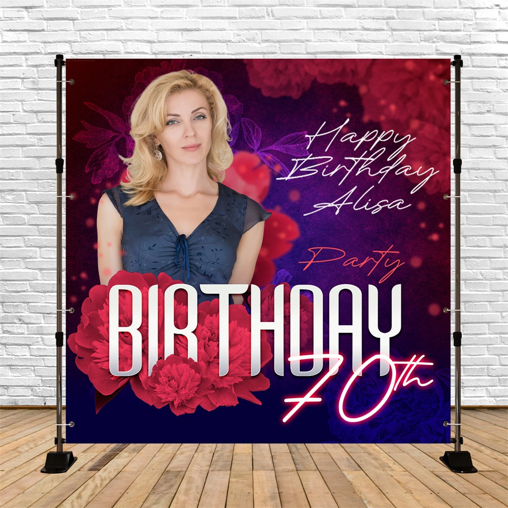 70. Geburtstag Backdrop Floral Grace Personalisierte Backdrop BRP6-53