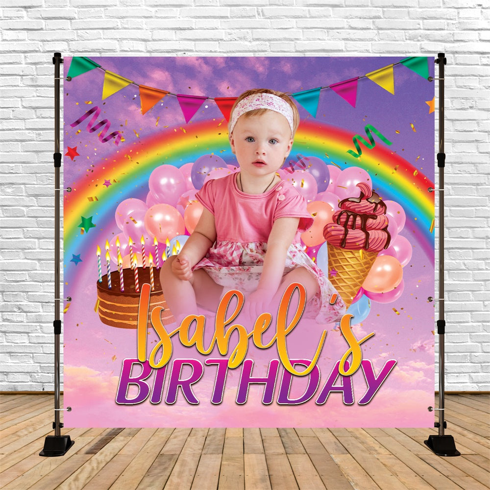 Custom Backdrop für Geburtstagsparty Regenbogen Delight Backdrop BRP6-68
