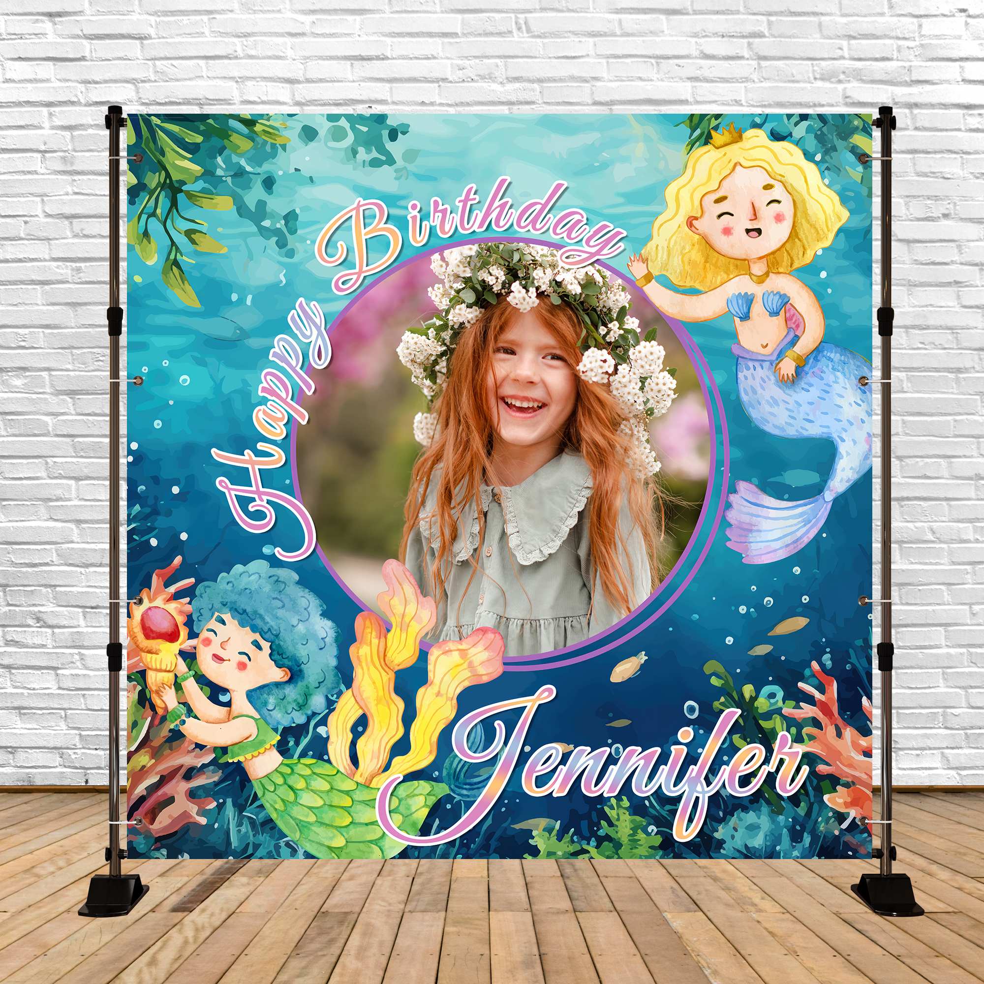 Meerjungfrau Backdrop für Geburtstag Ocean Princess Customized Backdrop BRP6-83