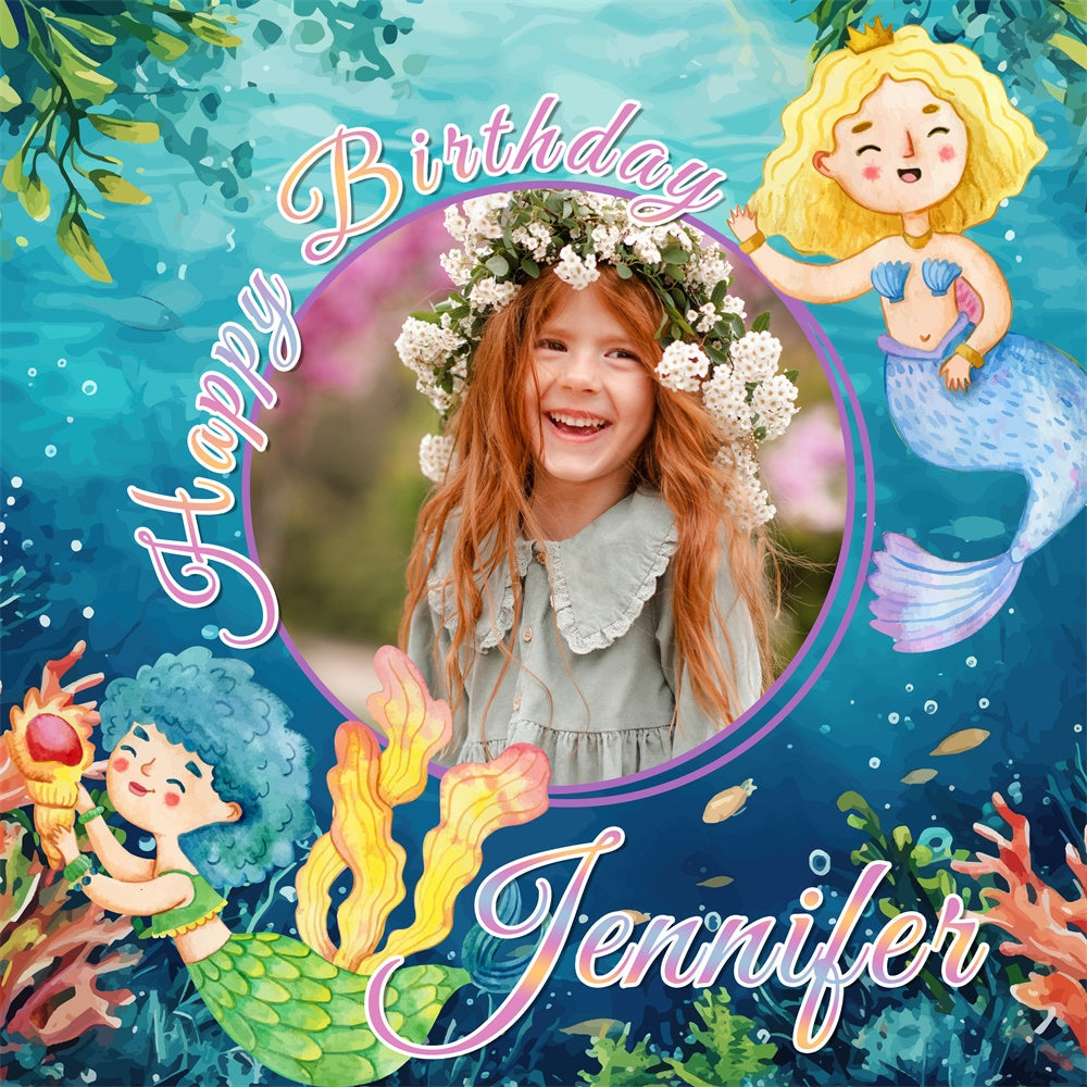 Meerjungfrau Backdrop für Geburtstag Ocean Princess Customized Backdrop BRP6-83