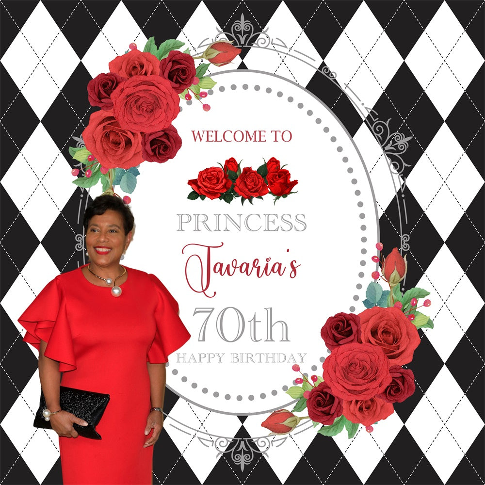 70. Geburtstag Backdrop Royal Roses Elegant Customized Backdrop BRP6-97