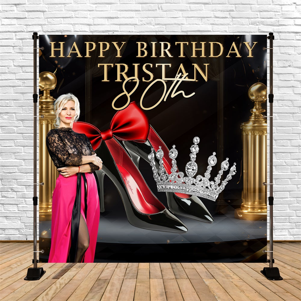 80. Geburtstag Backdrop High Heels Crown Personalisierte Backdrop BRP6-98