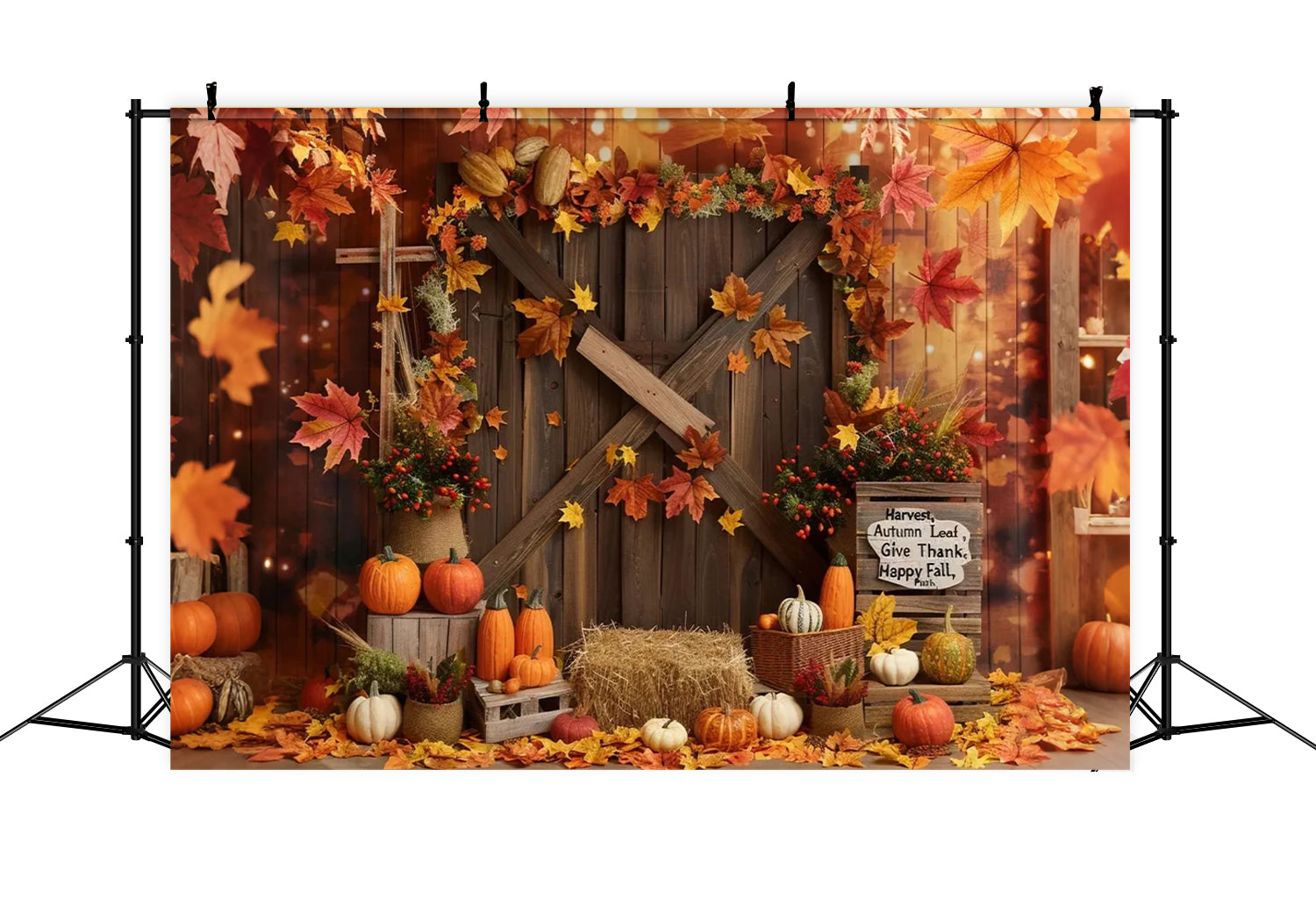 Blatt Scheunentür Kürbis Happy Fall Hintergrund BRP7-137