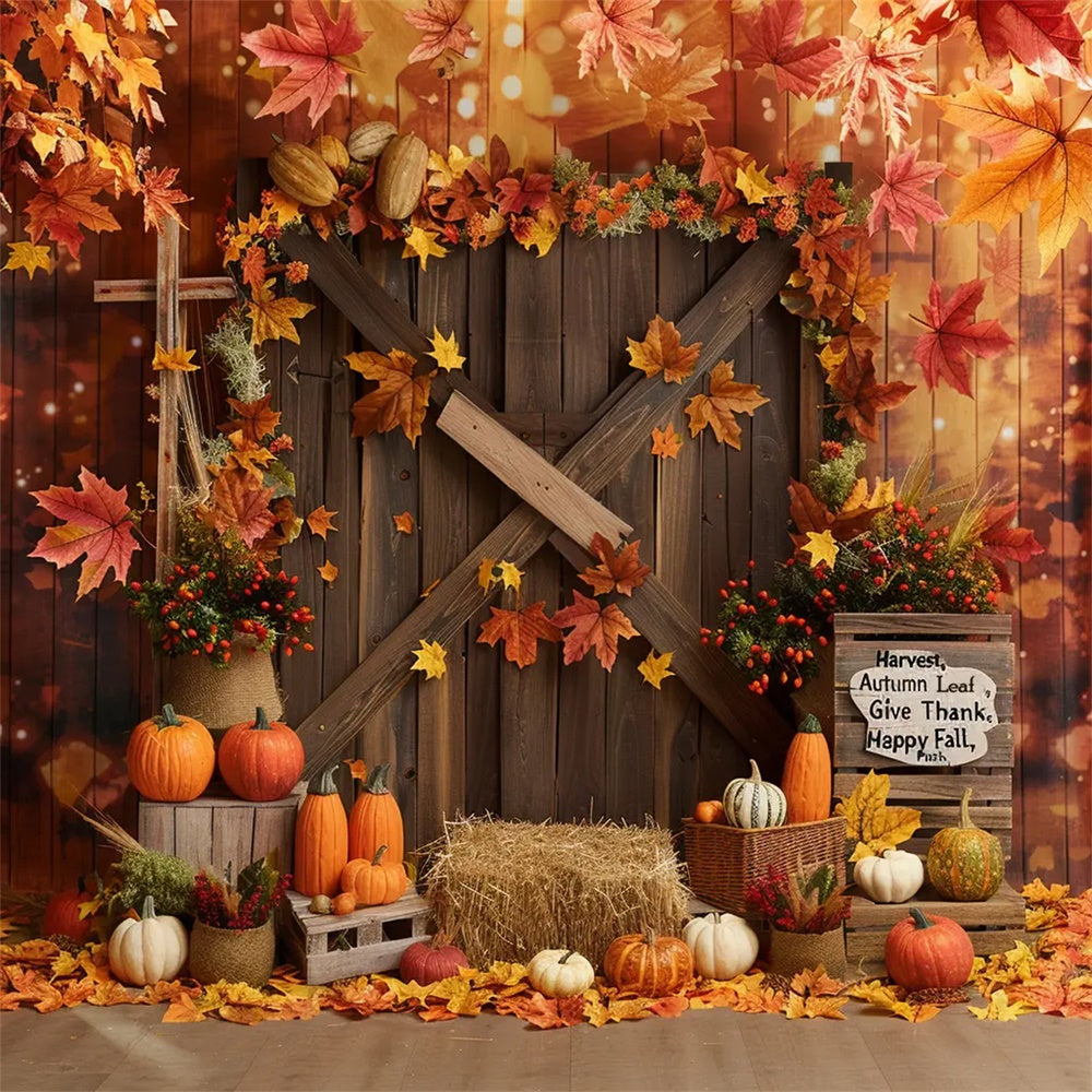 Blatt Scheunentür Kürbis Happy Fall Hintergrund BRP7-137