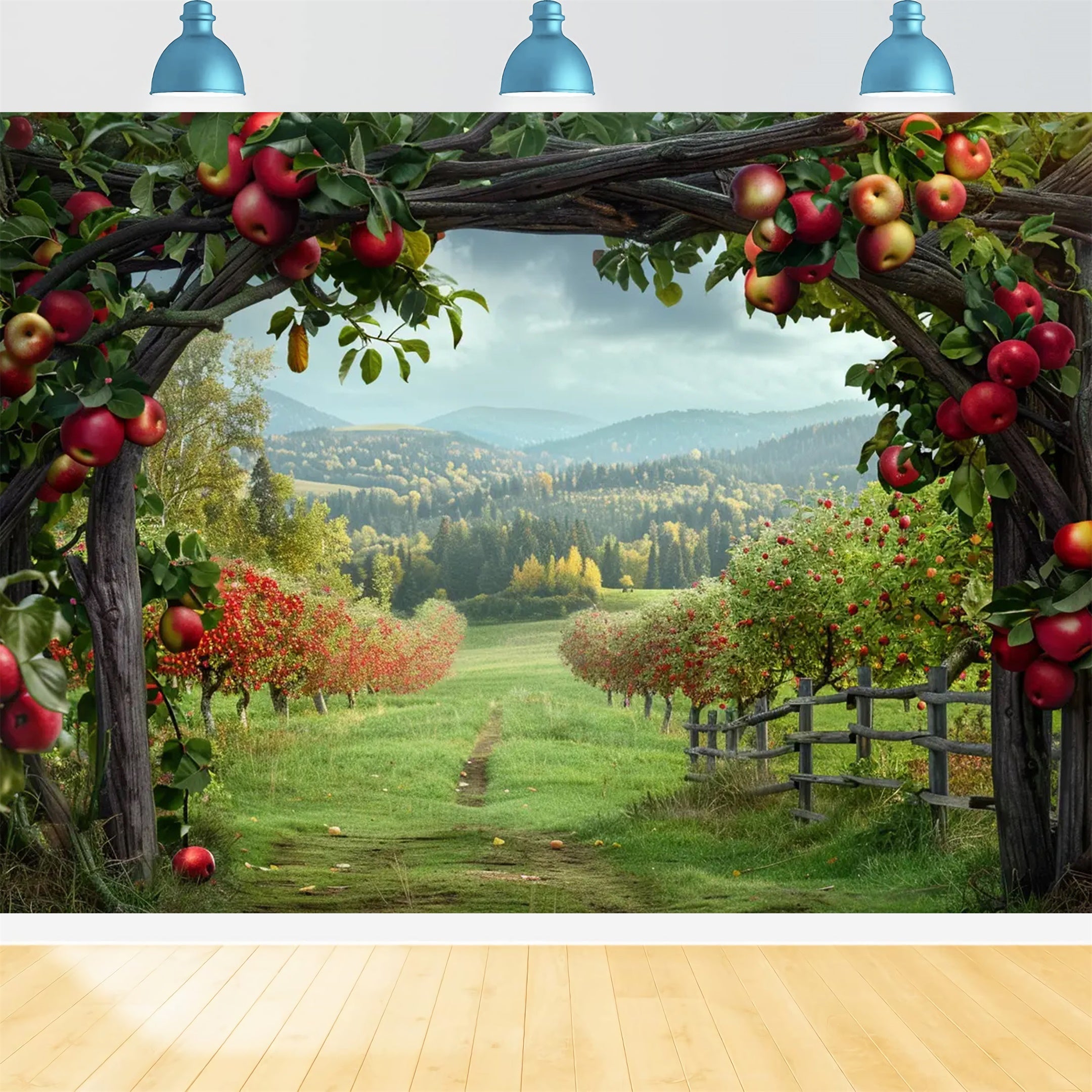Herbst Apfel Bogen Bauernhof Berg Fotografie Hintergrund BRP7-142