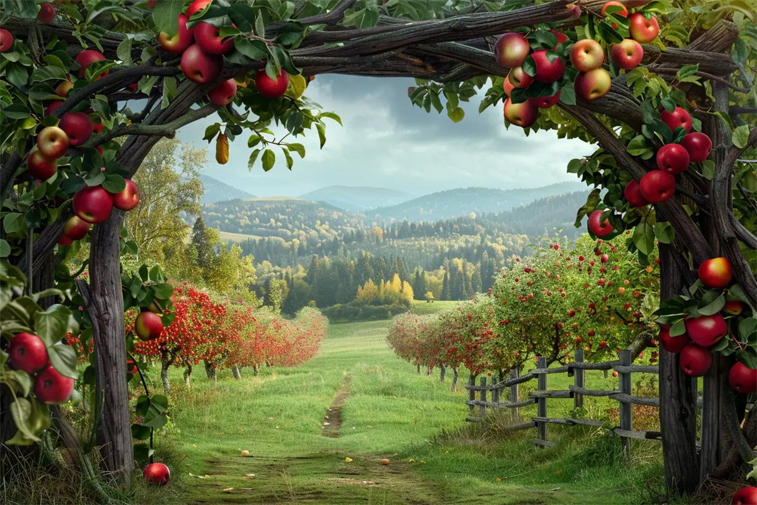 Herbst Apfel Bogen Bauernhof Berg Fotografie Hintergrund BRP7-142