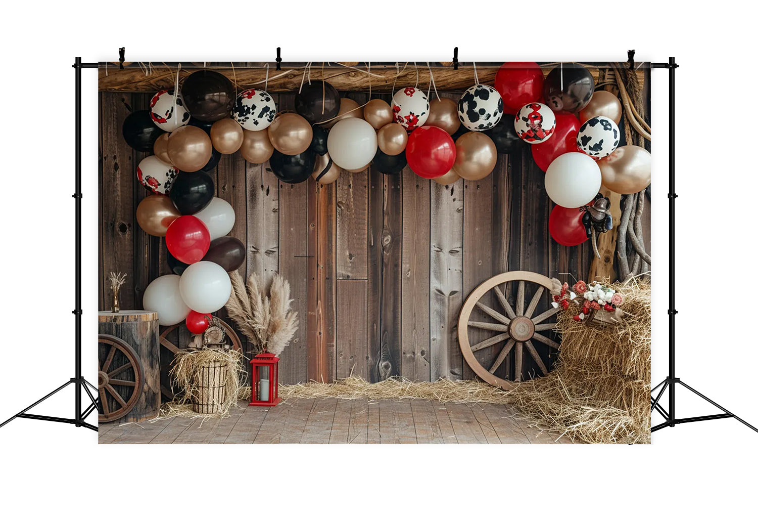 Schwarz Weiß Goldener Ballon Scheune Herbst Hintergrund BRP7-148